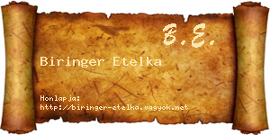 Biringer Etelka névjegykártya